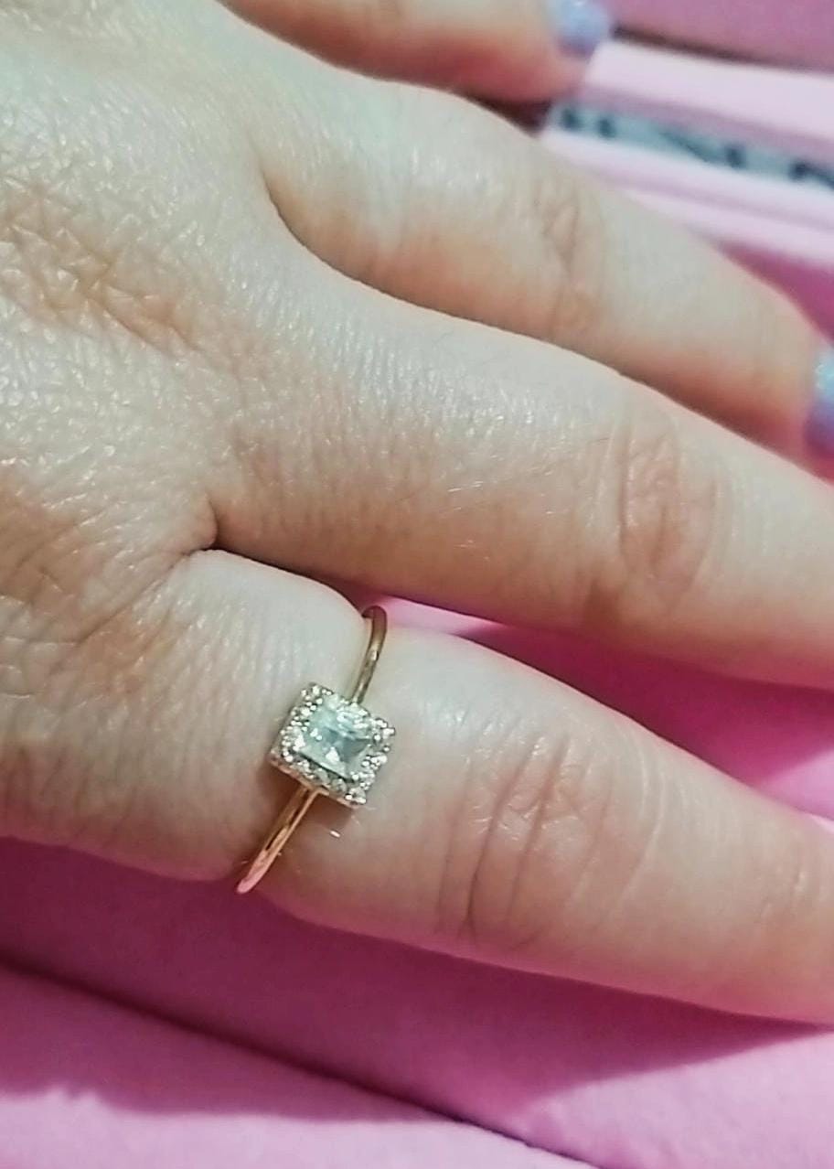 Anel solitário pedra quadrada TAM 21